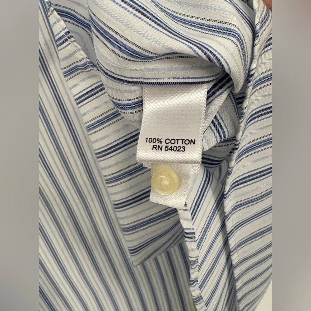 BANANA REPUBLIC Shirt Non-Iron Classic Fit Blue Striped Mens XL (17-17 1/2)